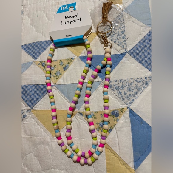 jot Accessories - Pink and Blue Key Card Holder with Playful Bead Design